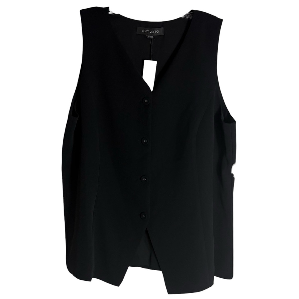 LOFT NWT Button-Front Sleeveless Vest in Black Size XLP (PETITE) — NWT - Picture 2 of 8
